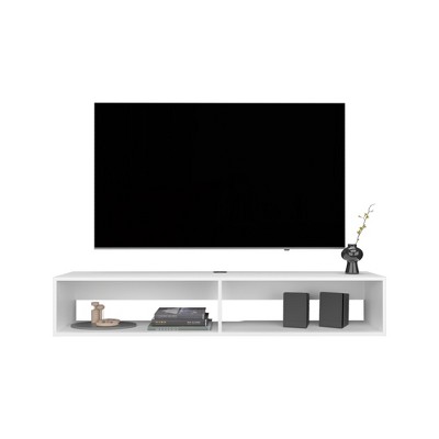 INFURNIC TV Stands and Consoles Modern Entertainment Center with 2 Shelves for Small Spaces and Living Rooms, White, 64.57"*17.72"*3.54"