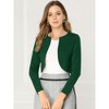 INSPIRE CHIC Women's Solid Open Front Curved Hem Stretchy Fabric Crop Bolero Shrug - 3 of 4