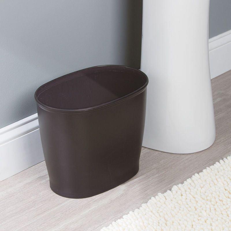 mDesign Plastic Compact Toilet Bowl Brush and Wastebasket Combo Set, 4 of 9