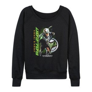 Women's - Marvel - Captain America Falcon Jorquin Tores Lightweight French Terry Wide Neck Long Sleeve Shirt - 1 of 4