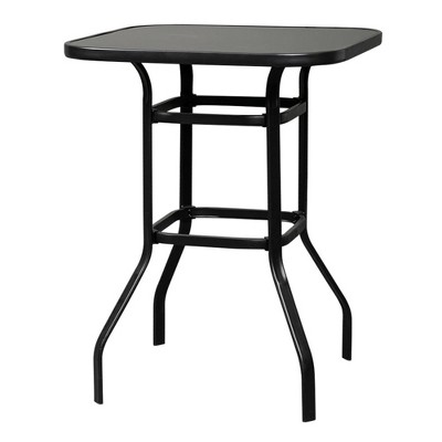 Iron Patio High Bar Table 5mm Tempered Glass Exquisite Workmanship Easy to Assemble Table