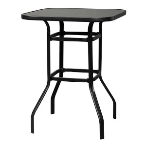Iron Patio High Bar Table 5mm Tempered Glass Exquisite Workmanship Easy to Assemble Table - 1 of 4