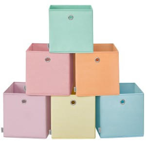 Storage Cubes, Set of 6 Foldable Storage Boxes, 13 x 13 x 13 Inches, Closet Organizers for Shelf, Colorful Fabric Bins, for Bedroom, Living Room - 1 of 4