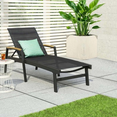 Outdoor Aluminum Chaise Lounge Chairs with Mesh Seats,Adjustable Poolside Lounger Set for Patio,Lightweight Sunbathing Chairs-Cuddlewood