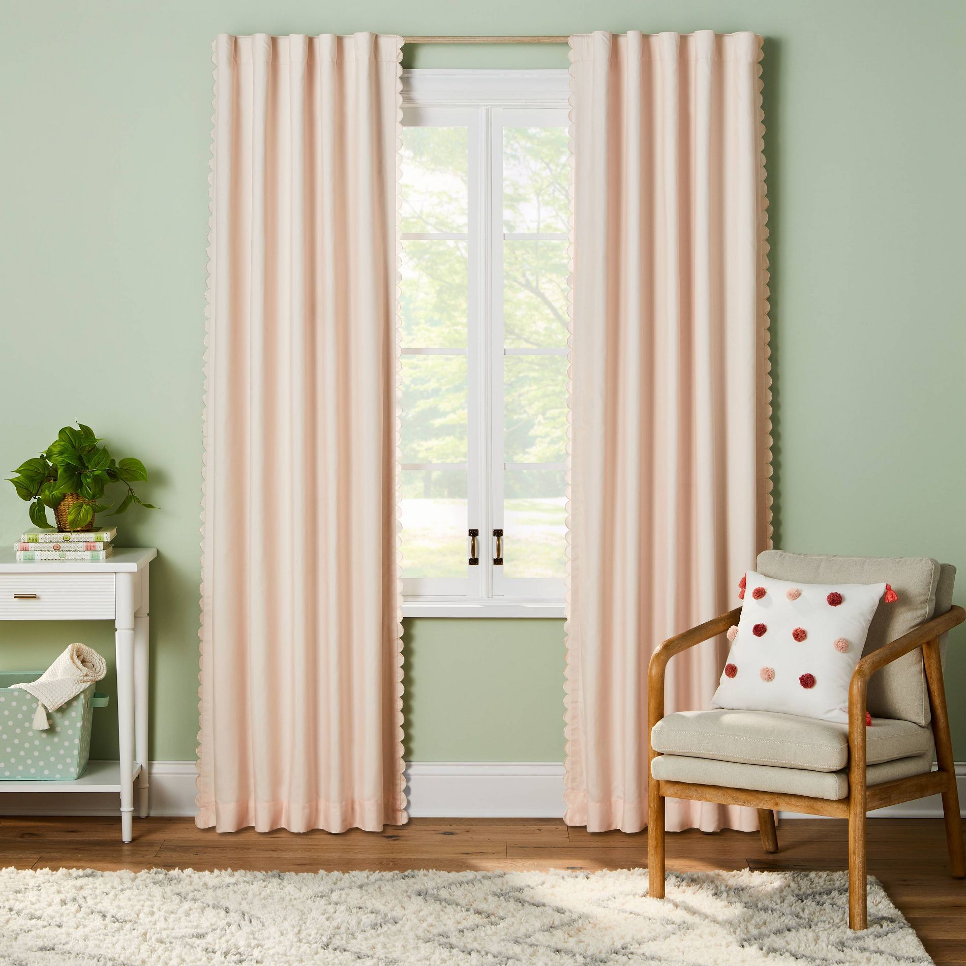 42"W x 84"L Scallop Kids' Blackout Window Curtain Panel Pink - Pillowfort™