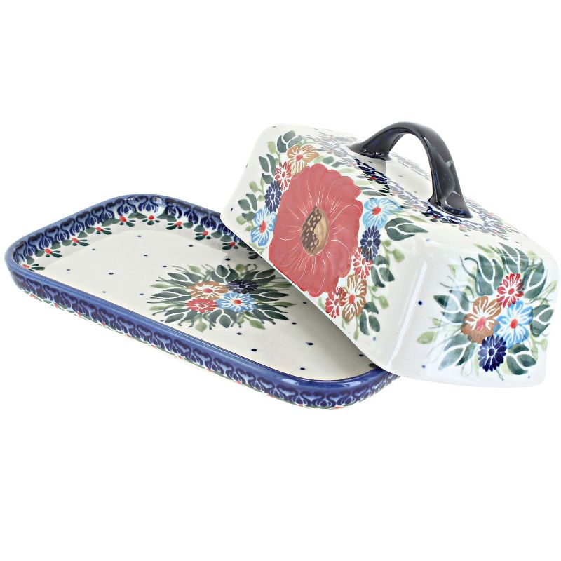 Blue Rose Polish Pottery A399 Andy Large Butter Dish, 2 of 3