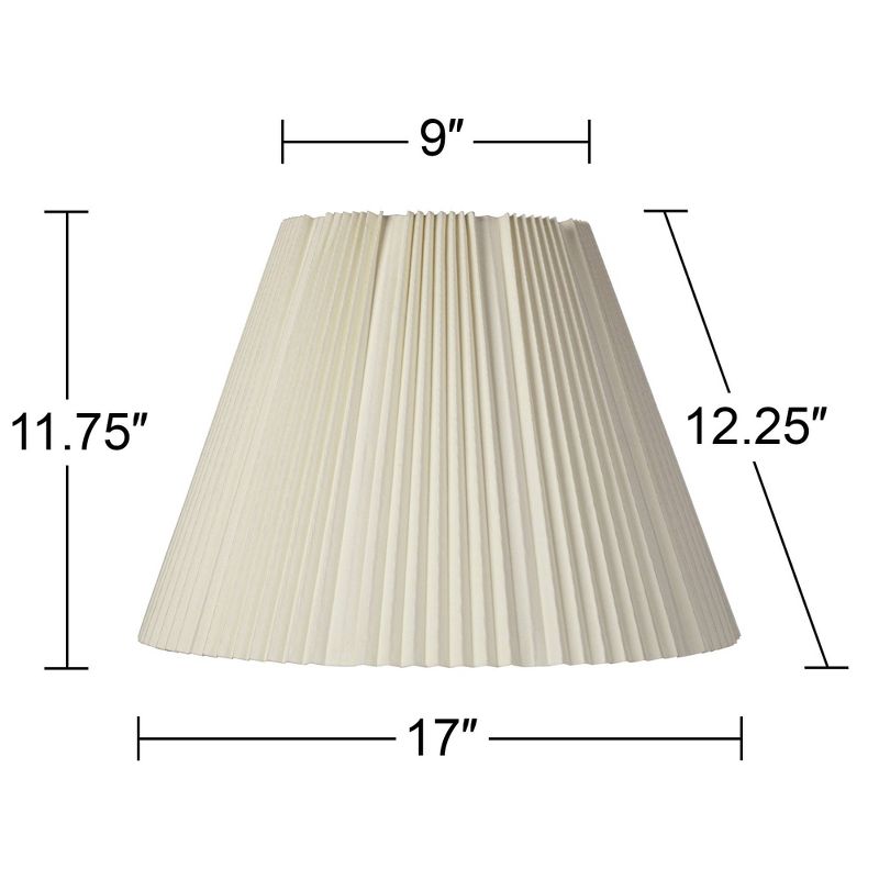 Springcrest Eggshell Pleated Large Empire Lamp Shade 9" Top x 17" Bottom x 11.75" High x 12.25" Slant (Spider) Replacement with Harp and Finial, 5 of 8