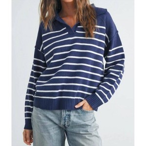 Women's V Neck Cozy Sweater - Buttermelon - 1 of 4