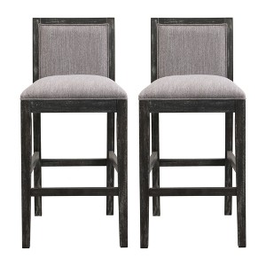 Dsvimoy Counter and Bar Stool Rubber Wood Frame with Fabric Sponge Cushion Set of 2 for Stylish Dining, Black and Gray, 43"*22"*11.5" - 1 of 4