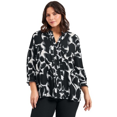 Avenue Women's Plus Size Pintuck Popover Top