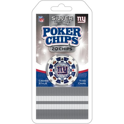 MasterPieces Casino Style 20 Piece 11.5 Gram Poker Chip Set NFL New York Giants Silver Edition