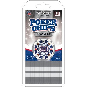 MasterPieces Casino Style 20 Piece 11.5 Gram Poker Chip Set NFL New York Giants Silver Edition - 1 of 3