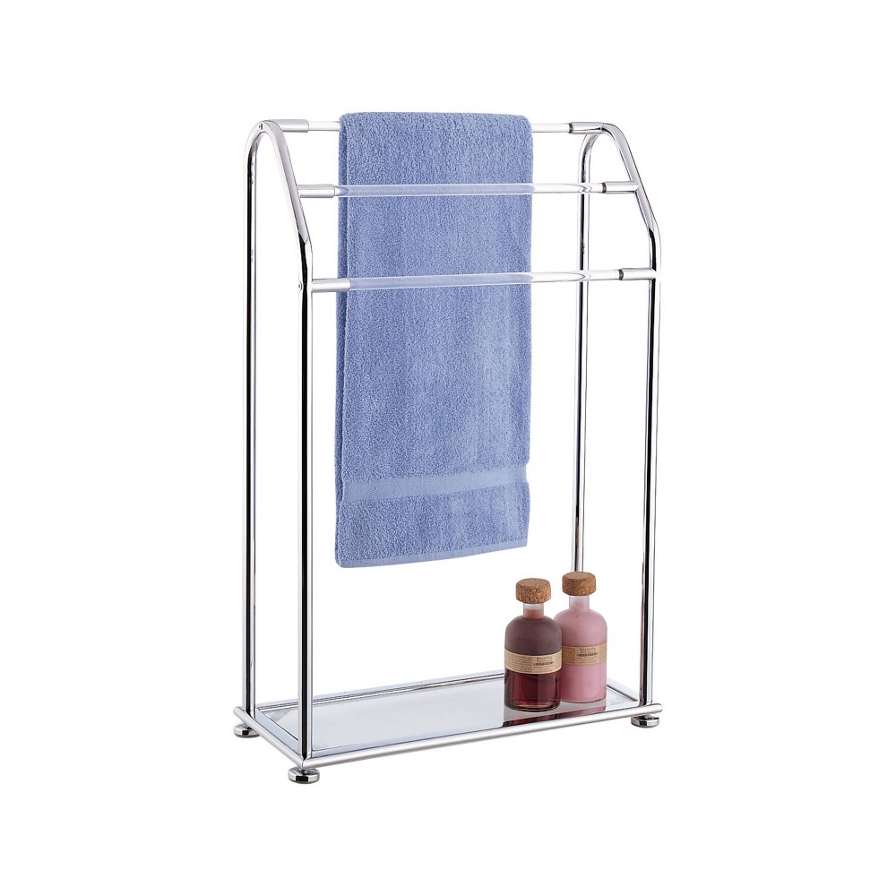 Three Bar Acrylic Towel Rack Chrome - Organize It All: Freestanding Bathroom Storage, Metal Frame, 3 Shelves