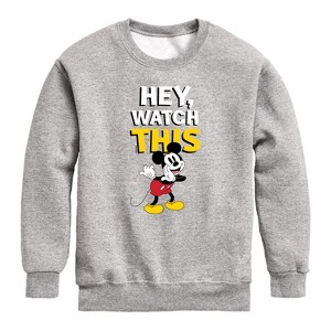 Boys' - Disney - Mickey Watch This Graphic Long Sleeve Fleece Sweatshirt - 1 of 4