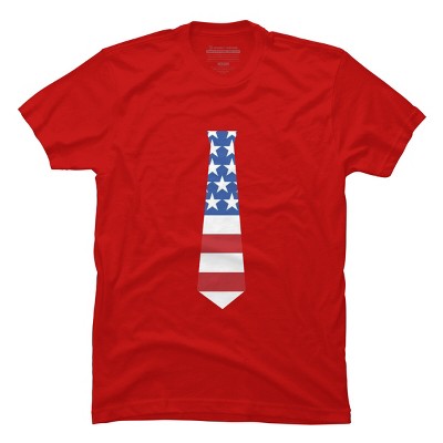 Men's Design By Humans Fourth Of July Simple American Flag Tie By FreshDressedTees T-Shirt