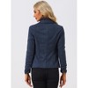 INSPIRE CHIC Women's Notched Collar Button Ruched Long Sleeve Faux Suede Blazer - 4 of 4