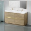 GlasFlength Bathroom Storage Cabinets, Freestanding, Open shelving Bathroom Vanity，Assembly Required, Beige, 59"*19.75"*35.5" - 3 of 4