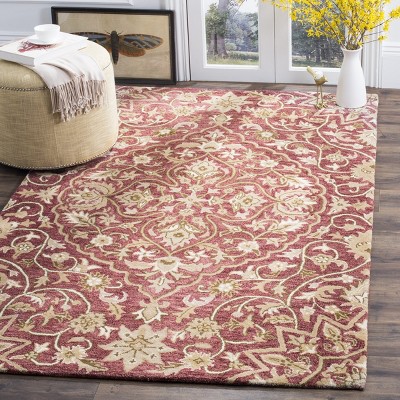 Handmade Red Wool Tufted 4' x 6' Area Rug