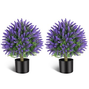 Vitalismo 1.8ft/21.6in Artificial Lavender Ball Topiary Faux Potted Plants No Maintenance Fake Lavender Bushes Home/Office Decoration set of 2 - 1 of 4