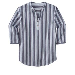 KingSize Men's Big & Tall Gauze Mandarin Collar 3/4 Sleeve Shirt - 1 of 4