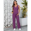 Women's Maternity 2 Piece Outfits Rib Knit V Neck Sleeveless Tank Top and Drawstring Waist Wide Leg Pants Lounge Set - 3 of 4