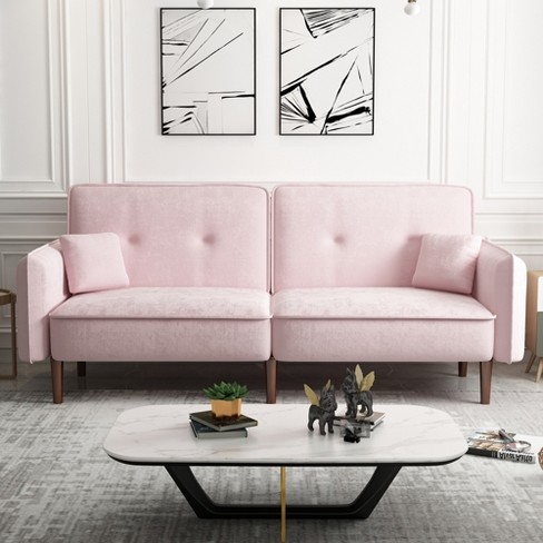 Pink futon deals sofa bed