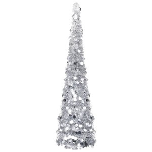 vidaXL Pop-up Artificial Christmas Tree Silver 6 ft PET - 1 of 4
