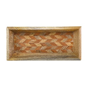 Tiled Pattern Tray Mango Wood - Foreside Home & Garden - 1 of 4