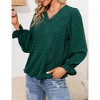 Whizmax Women's Casual Lace Pom Poms Blouses Long Sleeve V Neck Chiffon Shirts Tops Dark green S - 4 of 4