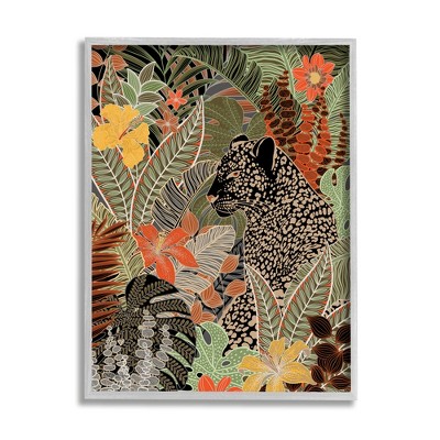 Stupell Industries Leopard in Jungle Pattern Framed Giclee Art