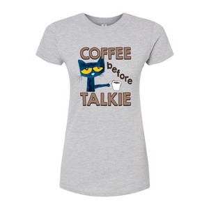 Women's - Pete the Cat - Coffee Before Talkie- Juniors Fitted Graphic T-Shirt Fitted Graphic T-Shirt - 1 of 3
