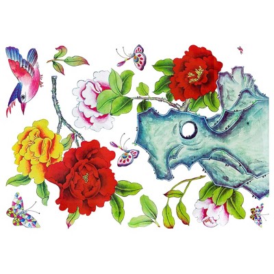 Slickblue Flowers Pot Large Wall Decals 19.5"x27.0" - Vinyl Stickers for Living Room and Bedroom Decor