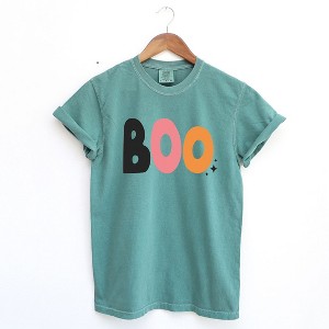 Simply Sage Market Women's Boo Coloful Stars Short Sleeve Garment Dyed Tee - 1 of 4