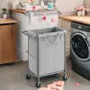 2-Section Rolling Laundry Basket Storage with Wheels, 37 Gallons Laundry Hamper, Removable Liner, Steel Frame with Handle, 27.2 x 15.4 x 31.9 Inches - 4 of 4