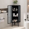 Modern Decorative Storage Cabinet, CENGHU 22.25" Floor Coner Cabinet with Tempered Glass Door and Storage Shelves for Bathroom, Living Room, Bedroom - 3 of 4
