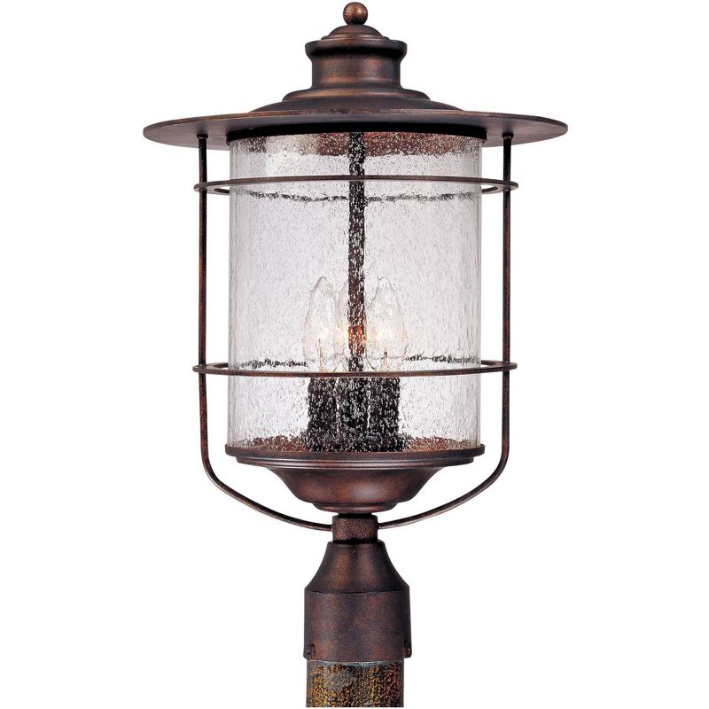Franklin Iron Works Casa Mirada Rustic Industrial Outdoor Post Light Bronze 19 3/4" Clear Seeded Glass for Exterior Barn Deck House Porch Yard Patio, 1 of 4