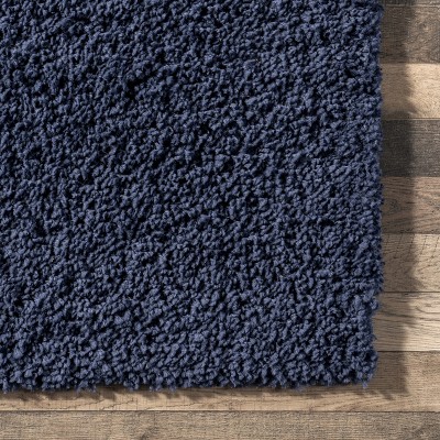 Marleen Plush Solid Blue Shag Rug 2' x 3'