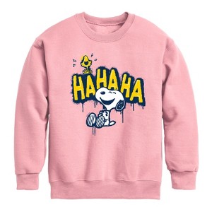 Boys' - Peanuts - Ha Ha Graffiti Graphic Long Sleeve Fleece Sweatshirt - 1 of 4