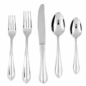 Fortessa Tableware Solutions 5pc Forge Flatware Set: 18/10 Stainless Steel, Traditional Style, Dishwasher-Safe, Silver - 1 of 4