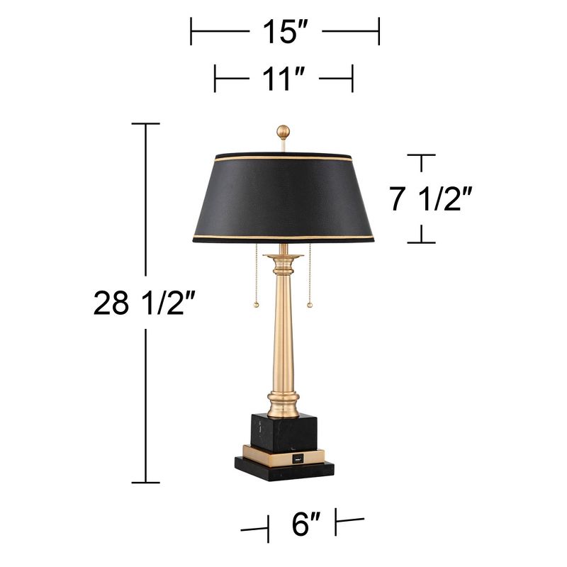 Barnes and Ivy Georgetown Traditional Desk Lamp 28 1/2" Tall Warm Brass with USB Charging Port Black Shade for Bedroom Living Room Bedside Office Kids, 4 of 10