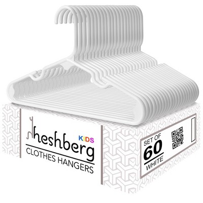 Heshberg Baby and Kids Plastic Hangers White 60 Pack