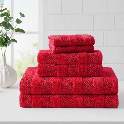 6pk Quick Dry Bath Towel Set Crimson - Cannon