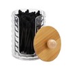 Unique Bargains Acrylic Bamboo Wood Cotton Swab Jar for Bath Clear Wood Color 1 Pc - 3 of 4