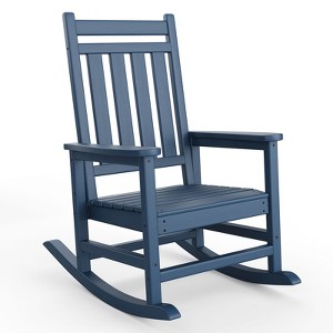 Adirondack Outdoor Rocking Chair - All Weather HDPE Plastic, Wide Armrests, Classic Fire Pit Chair, Easy to Install, Supports 380LBs - 1 of 4