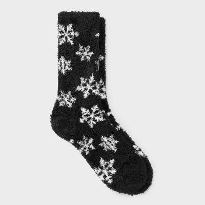 Women's Snowflake Cozy Crew Socks - Auden™ Black 4-10