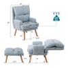 Bella Depot Cloudie Morden Accent Chair with Ottoman-Blue - 3 of 4