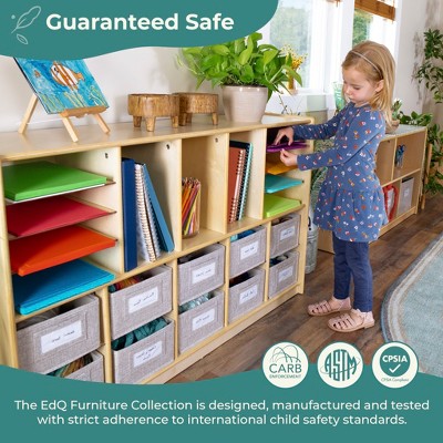 Natural Wood Kids' Storage Unit with Cubbies and Bins