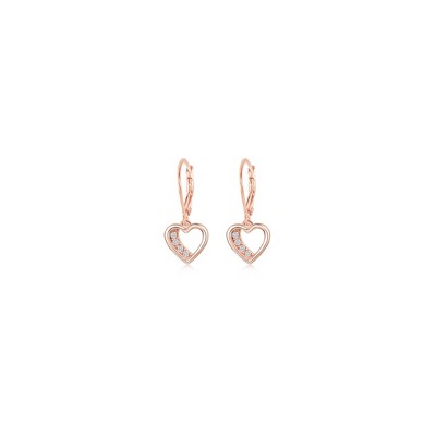 Chanteur Hypoallergenic Kids Jewelry Accessories Hearts CZ Rose Gold Brass Plating Earrings leverback is made from 925 Sterling silver