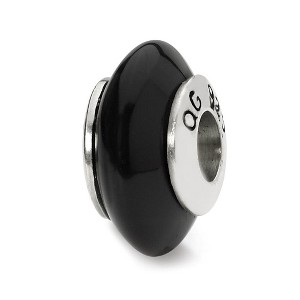 Black Bow Jewelry Black Agate Stone & Sterling Silver Bead Charm, 14mm - 1 of 4