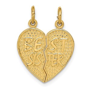 Black Bow Jewelry 14k Yellow Gold Best Sister Set of 2 Charm or Pendants, 17mm - 1 of 4